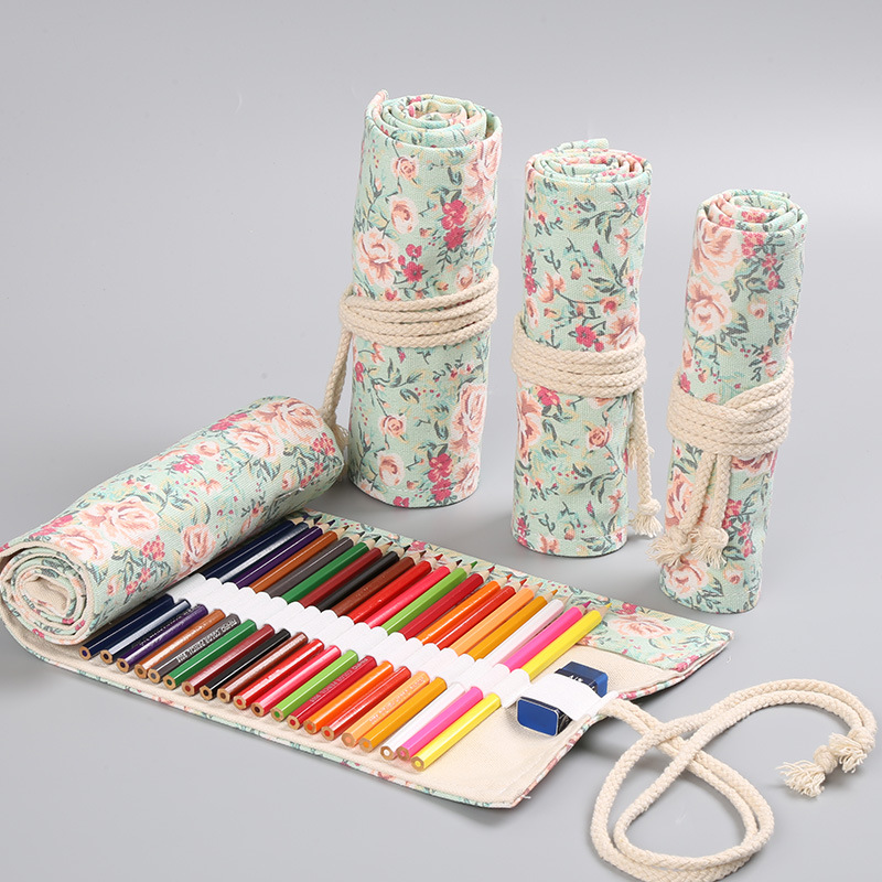 Pen Pouch Roll - 12/24/36/48/72 buracos floral lona roll up