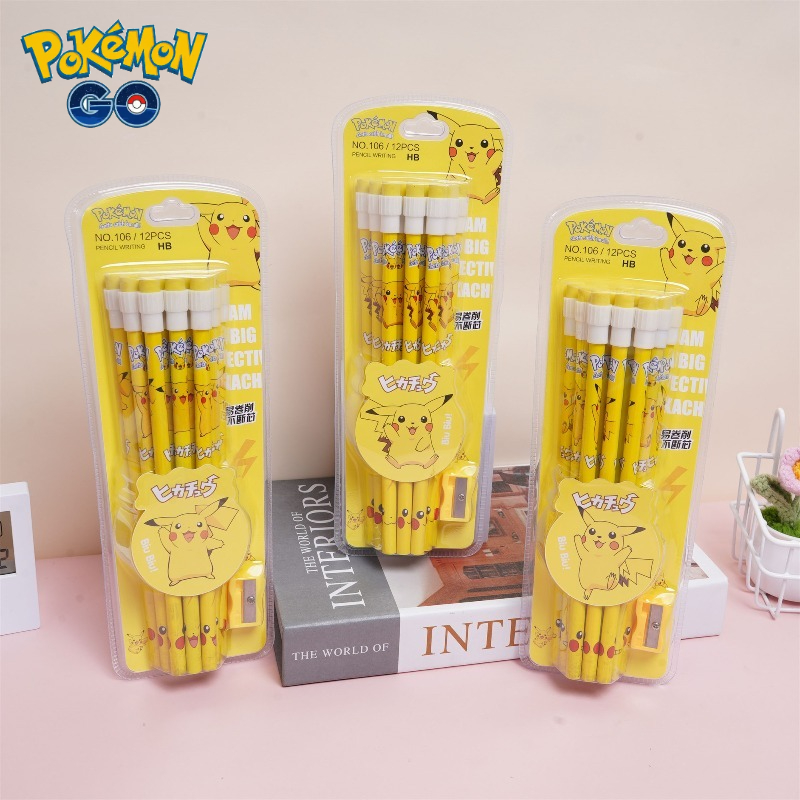 Lápis pokemon com apontador e  - Office Supply Office Stationery Items avaliação e preço